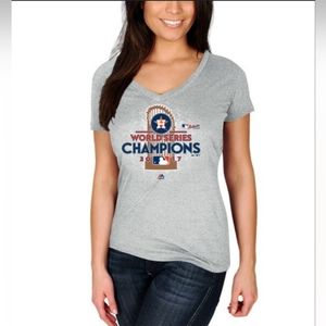Houston Astros Majestic Women's 2017 World Series Champions Locker Room V-Neck T